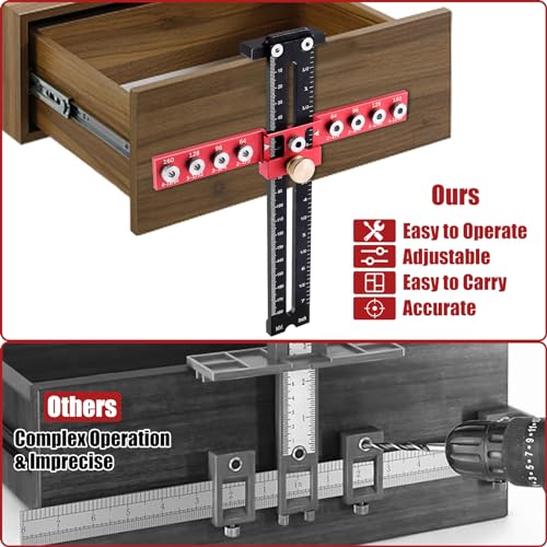 SLIIMU Cabinet Hardware Jig Adjustable Cabinet Handle Template Tool 9 Holes