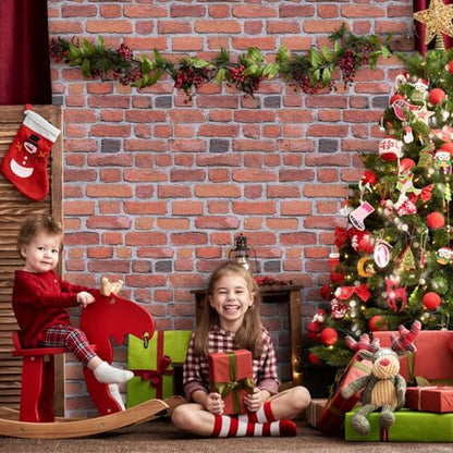 Abyssaly Red Brick Wrapping Paper Contact Paper Peel and Stick Wallpaper - color: Light Red, size: 17.7" x 118"