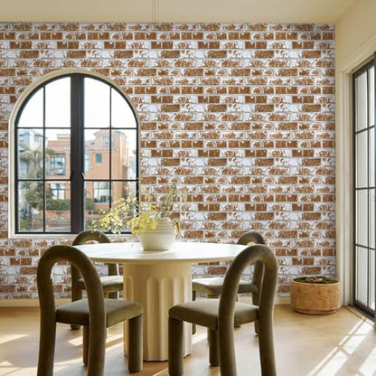 Commomy Faux Brick Wall Panels Peel and Stick Thin PVC 10 Pcs 11.8" x 11.8" - color: Brick-WP