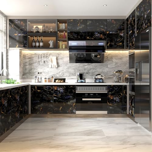 LACHEERY Sapphire Look Marble Contact Paper for Countertops Decorative Self Adhesive Wall Paper Roll Removable Marble Peel and Stick Wallpaper for Kitchen Cabinets Liners Backsplash Table 15.8"x80" - size: 15.8" x 80"