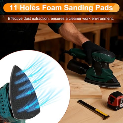 5 Pack 11 Hole Mouse Sander Interface Pads, Hook and Loop Backing