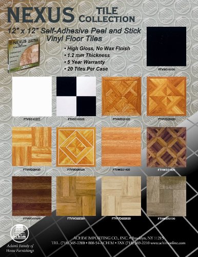 Nexus Peel & Stick Vinyl Floor Tiles, 20-Pack, 12 x 12 in, Black
