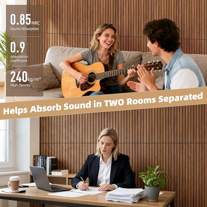 TO-TH Acoustic Wall Panels Wood-Look Sound Dampening Panel 4 Pack, Cherry - color: Cherry, size: 4 pcs - 47.2'' * 23.6''