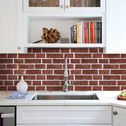 Commomy Faux Brick Panels Peel and Stick Wall Stickers 10 Pcs 11.8" x 11.8" - color: Brick-WR