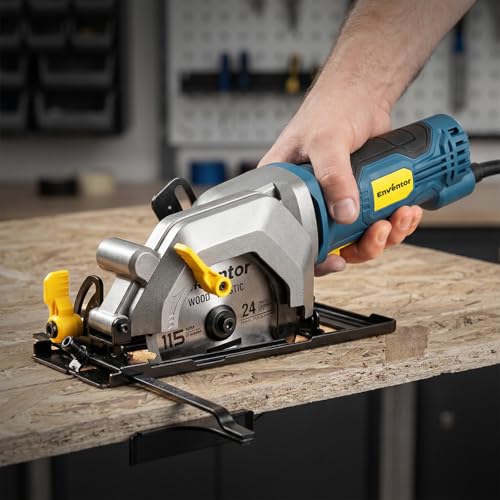 Enventor Mini Circular Saw, 4.8A 4-1/2" Electric Circular Saw with 3 Saw Blades, 4000RPM, Max Cutting Depth 1-1/16" for Wood Cutting