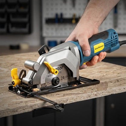 Enventor Mini Circular Saw, 4.8A 4-1/2" Electric Circular Saw with 3 Saw Blades, 4000RPM, Max Cutting Depth 1-1/16" for Wood Cutting