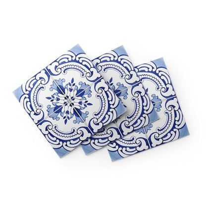 30 Pack, 4x4 Inch Classic Portuguese Azulejo Tile Decals, Blue and White Peel and Stick Vinyl for Backsplash, Stairs & Furniture (Blue) - color: Blue