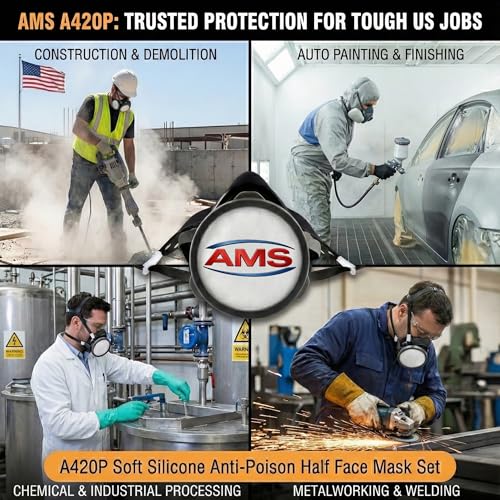 16-Piece Professional Safety Armor Kit - Half Face Respirator, Anti-Fog Goggles & Noise-Reducing Earplugs for Woodworking, Sanding, Painting, DIY Construction