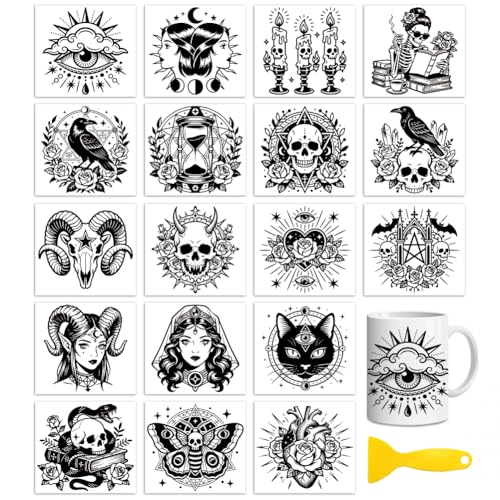 Peacoblue Gothic Dark Elements Rub On Transfers for Craft, Transfer Sticker - style: Gothic and Dark Elements