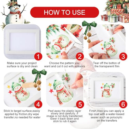 Lincia 10 Sheets Christmas Rub on Transfers for Crafts, Nostalgic - style: Nostalgic