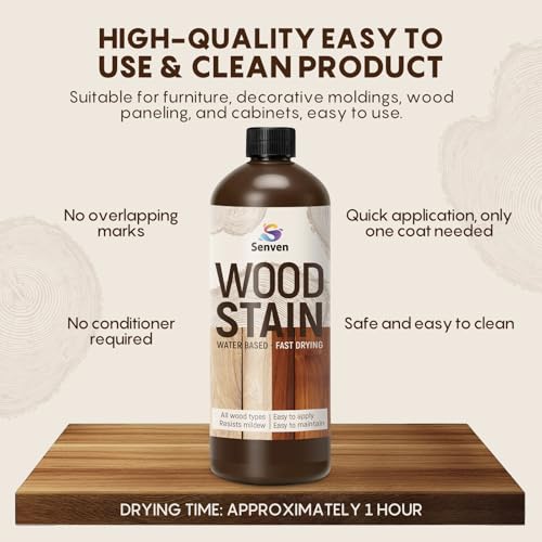 SENVEN Wood Stain, Polyurethane Clear Wood Stain 1000ml/35oz Clear-Stain for Woods, Furniture, Cabinet, Fast Drying Woods-Stain, Protective Wood Finish Wood-Stains, Water Based Wood-Stains Sealer - color: Clear, size: 35 Fl Oz