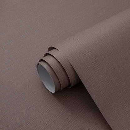 24"x393" Brown Fabric Peel and Stick Linen Textured Wallpaper - color: Dark Brown