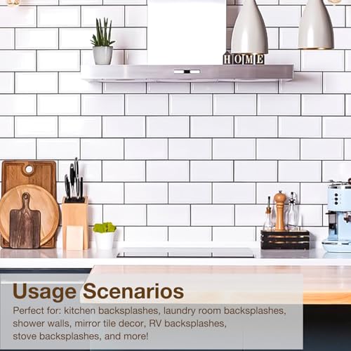 Havenly Peel and Stick Backsplash Tile for Kitchen & Bathroom Walls (White, 10 Tiles - 9.7 sq. ft. (0.9 m²)) - color: White