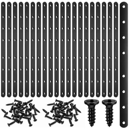 Zonon 20 Pcs Black Flat Mending Plate 12" Stainless Steel Bracket - color: Black, size: 12 Inch
