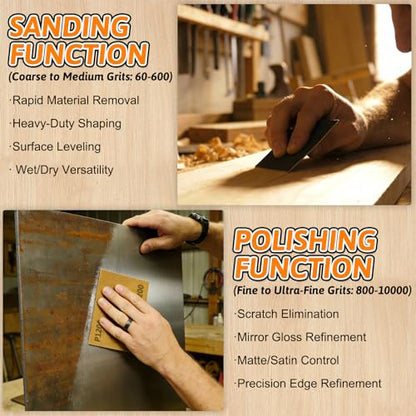 15 PCS Wet Dry Sandpaper 180 Grit Sheets for Polishing & Finishing - color: 180G, size: 9x11 Inch