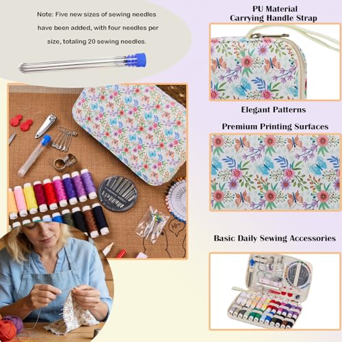 Bobode Printing Floral Travel Sewing Kit with 130 PCS Sewing Accessories - color: 130PCS-HJD