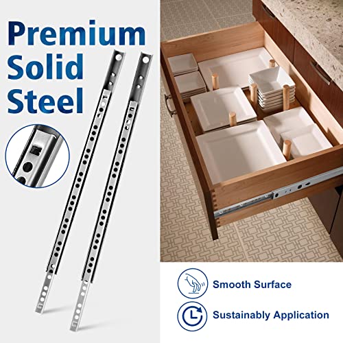 12.2 Inch Ball Bearing Drawer Slides - 2 Fold Metal Drawer Tracks - 2pcs - size: 12.2 Inch