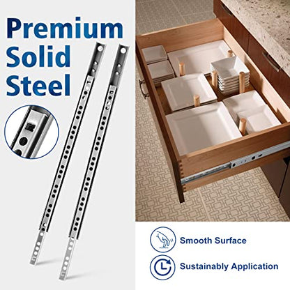 12.2 Inch Ball Bearing Drawer Slides - 2 Fold Metal Drawer Tracks - 2pcs - size: 12.2 Inch