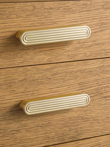 5 Pack Gold Cabinet Pulls 5" Hole Center Brushed Brass Drawer Pulls Circle Bathroom Dresser Handles Hardware Zinc Alloy - color: Brushed Gold, size: 5 Inch Hole Centers