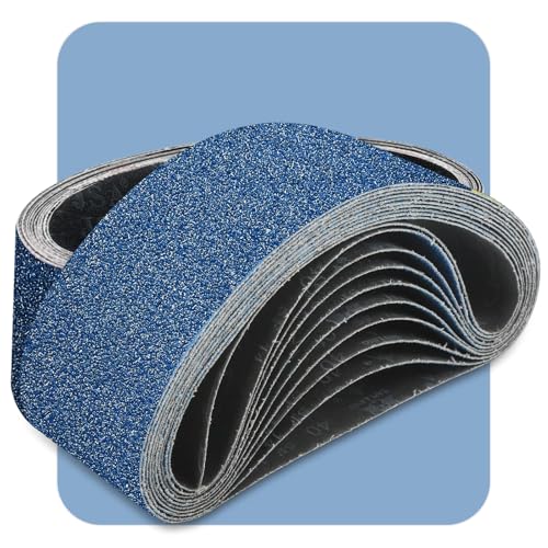 3x21 Inch Sanding Belts 10 Pcs 80 Grits Heavy Duty Belt Sander Zirconia Belt Sander Paper for Wood, Metal, Stainless Steel, Automotive, and Furniture - style: 80 Grits-10 PCS