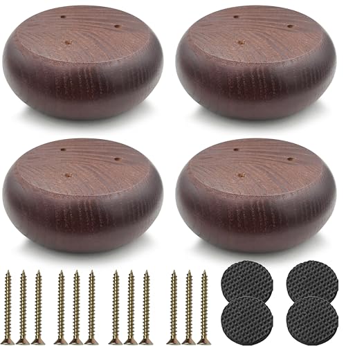 1.5 Inch Low Wood Furniture Legs Cabinet Sofa Couch Feet Solid Hardwood Round Bun Feet for Ottoman Couch Cabinet Sofa Legs Set of 4 (D: 4.27 inch) - size: D: 4.27 inch