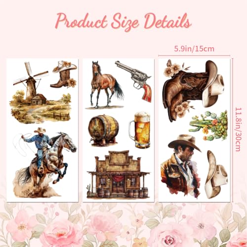 Peacoblue Handsome West Cowboy Rub On Transfers for Furniture Craft 6"x12" - style: Handsome West Cowboy