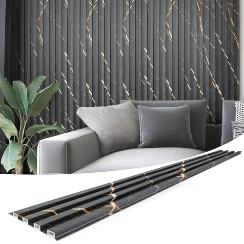 Art3d 96 x 6 in WPC Slat Wall Paneling for Interior Decor, 8-Pack, Granite - color: Granite, size: 96*6