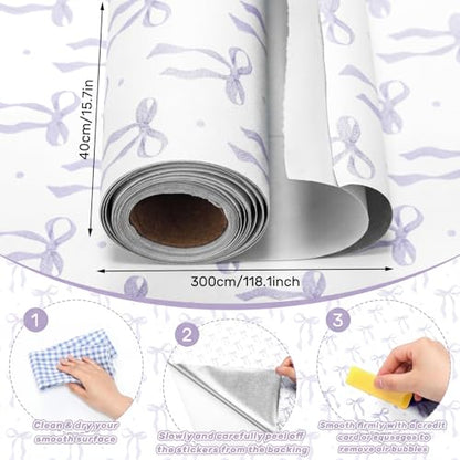 Drydiet Purple Bow Wallpaper Peel and Stick Contact Paper 15.8 x 118.1 - color: Purple, size: 15.8 in x 118.1 in, style: Bow