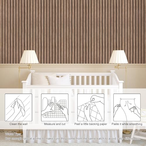 Yun-aeon Natural Wood - Light Tan Slats Peel and Stick Wallpaper for Wall - color: Light Tan, size: 17.3" x 160"