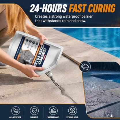 KMOSENIA Concrete Crack Filler, 4 Pack, 5.02 LB Self-Leveling Sealant, Gray