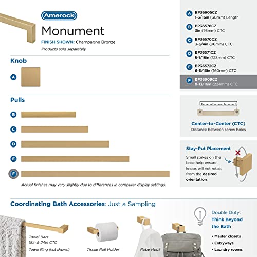 Amerock 8-13/16" Monument Champagne Bronze Drawer Pull - color: Champagne Bronze, size: 8-13/16 Inch (224 mm) Center-to-Center