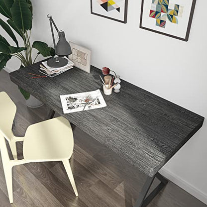 Peel and Stick Wood Contact Paper Waterproof Countertop Film Grey Wood Grain Wallpaper Self Adhesive Removable Vinyl Wrap for Cabinets Countertops Furniture Kitchen Bedroom Wall 17.7"X118" Yenhome - color: Charcoal/Gray, size: 17.7" x 118"