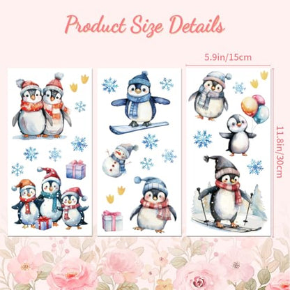 Peacoblue Winter Penguins Rub On Transfers for Furniture Craft 6"x12" - style: Winter Penguins and Snowflakes