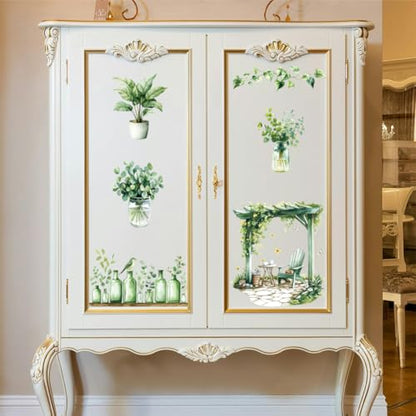 Peacoblue Vases and Plants Rub On Transfers for Furniture Craft 6"x12" - style: Vases and Plants