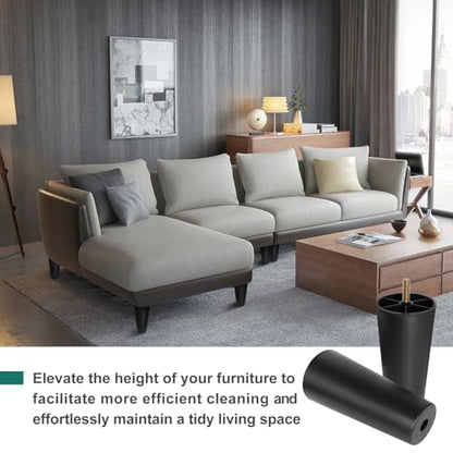 4pcs Plastic Furniture Legs 5-3/8" with T-Nuts, M8-1.25 Bolt - size: 5-3/8 Inch, M8-1.25 Metric Thread Bolts