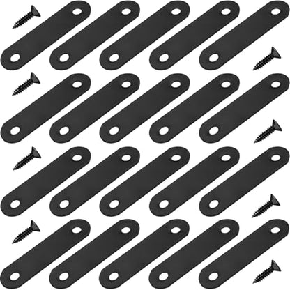 20 Pack Black Flat Bracket Straight Brace, 2.2 x 0.63 inch - color: Black, size: 20 Pcs / 2.2 x 0.63 in