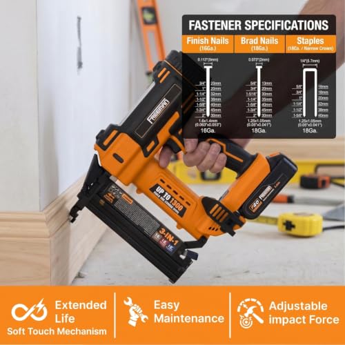 Freeman 20V Cordless 3-in-1 Nailer Kit – 1300 Shots/Charge | PE20V31618G - style: 3-in-1 16 and 18 Nailer/Stapler Kit