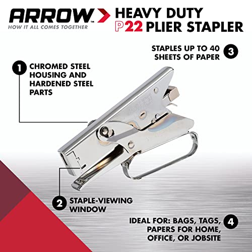 Arrow Fastener P22 Heavy Duty Handheld Plier Stapler for Crafts, Office, and Insulation, Uses 1/4-Inch and 5/16-Inch Staples (Pack of 6) - size: Medium (Pack of 6)