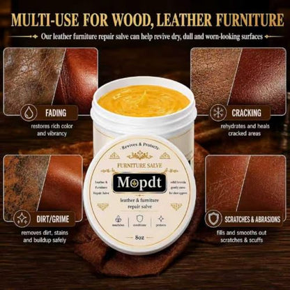 Wood & Leather Furniture Repair Salve, Leather Conditioner with Sponge, 8oz