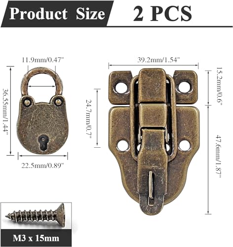 2 Pcs Retro Style Cabinet Duckbilled Toggle Hasp Latch, Antique Bronze