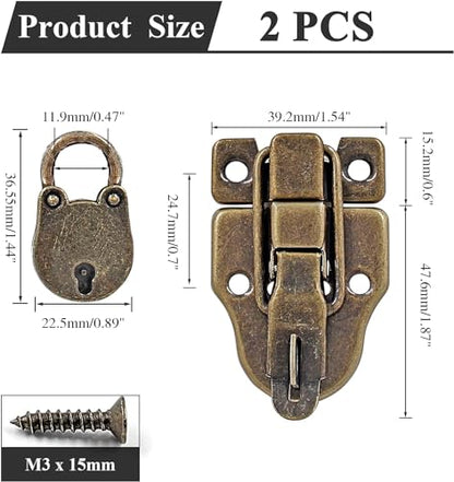 2 Pcs Retro Style Cabinet Duckbilled Toggle Hasp Latch, Antique Bronze