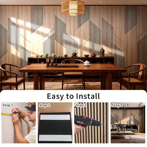 8-Pack Teak Wood Grain 3D WPC Wall Panels with Adhesive, Peel and Stick Wall Panels for Accent Wall, Covers 82.15 Sq Ft, for Luxury Living Room & Bedroom Decor - size: 16" × 94"