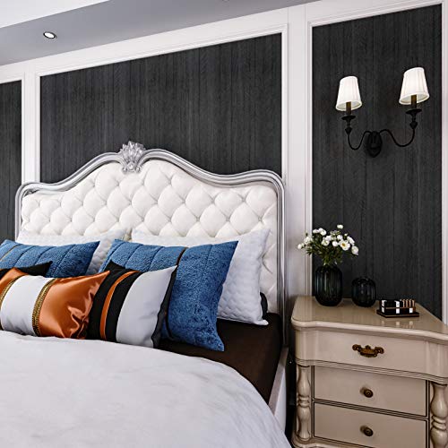 WESTICK Wood Countertop Contact Paper Peel and Stick Wallpaper Waterproof Self Adhesive Faux Wood Grain Contact Paper for Countertops Kitchen Cabinet Wall Furniture Wooden Vinyl Wrap 15.8"x393" Black - size: 15.8" x 394"