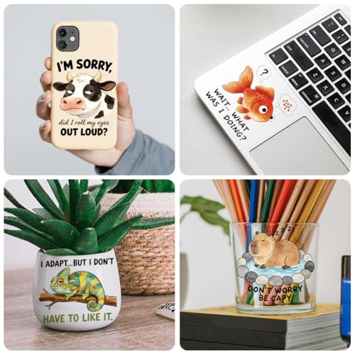 Peacoblue Funny Animals Quotes Rub On Transfers for Craft, Transfer Sticker - style: Funny Cartoon Animals and Quotes