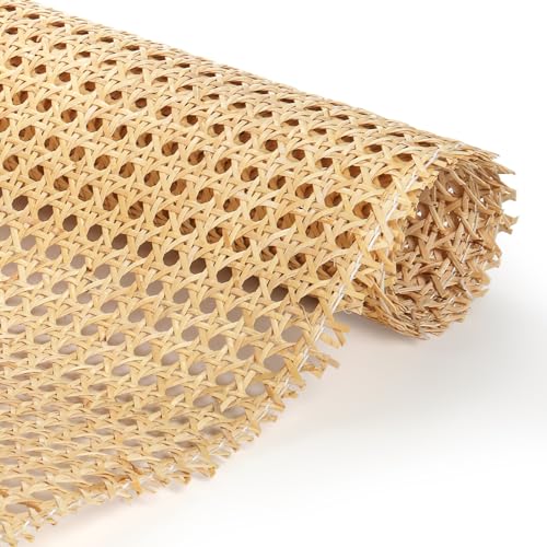 Yarlung 14 Inch x 3.3 Feet Cane Webbing, Natural Rattan Webbing Roll for Caning Material Projects, Woven Open Mesh Cane Sheet for Chair, Cabinet, Furniture, DIY Crafts