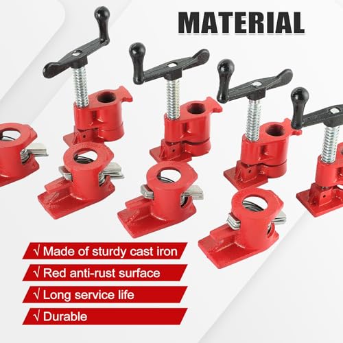 FLK Tech 4 Pack Wood Gluing Pipe Clamp Fixture for 1/2 Inch Pipe - size: 1/2"