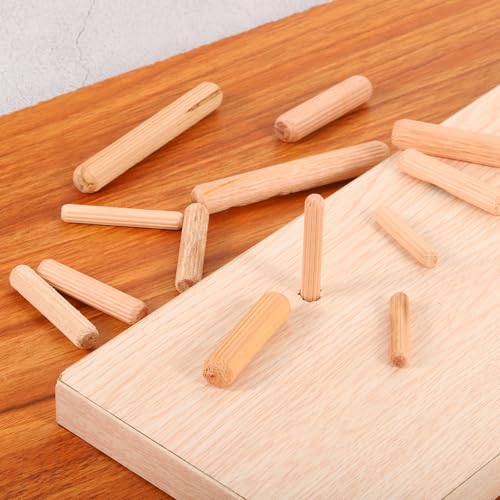 uxcell 300 Pcs Wooden Dowel Pins, 10 x 40mm (0.39 x 1.57 Inch) Wood Dowels Rods, Fluted Dowel Joints for Grooved Woodworking Furniture Craft - size: 10 x 40mm