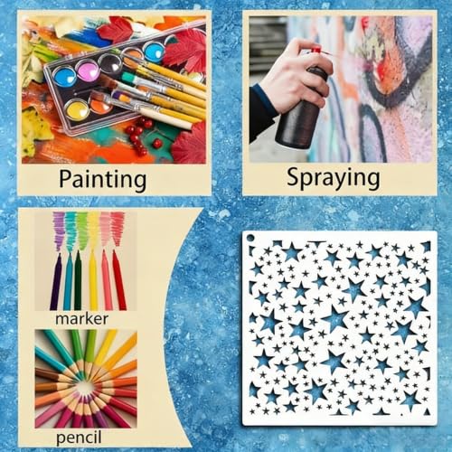 16 Pieces Stencils for Painting,Abstract Texture Mixed Media Art Supplies. - color: 16PCS-B
