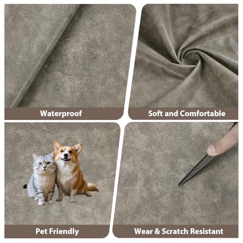 Faux Leather Vinyl Upholstery Fabric by The Yard 1.3mm Thick 55" x 180" - color: Grey & Beige, size: 5 Yards
