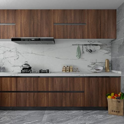 Large Walnut Wood Contact Paper Peel and Stick Wood Wallpaper Removable Self-Adhesive Wooden Grain Vinyl Wrap for Bedroom Kitchen Cabinet Countertop Furniture Decor 48x354 inch Matte Thicken - size: 48" x 354"